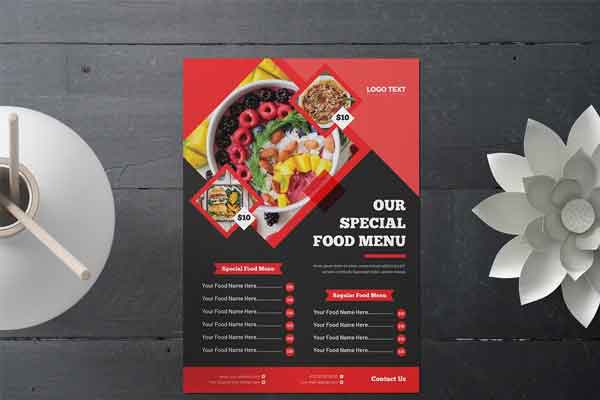 Food Flyer Designs – Luxurious Layouts for Fine Dining Promotions | High-Quality PSD, AI and Vector File Formats